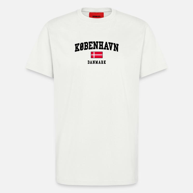 Copenhague Danemark Conception du drapeau - T-shirt bio décontracté fabriqué en UE - OFF WHITE