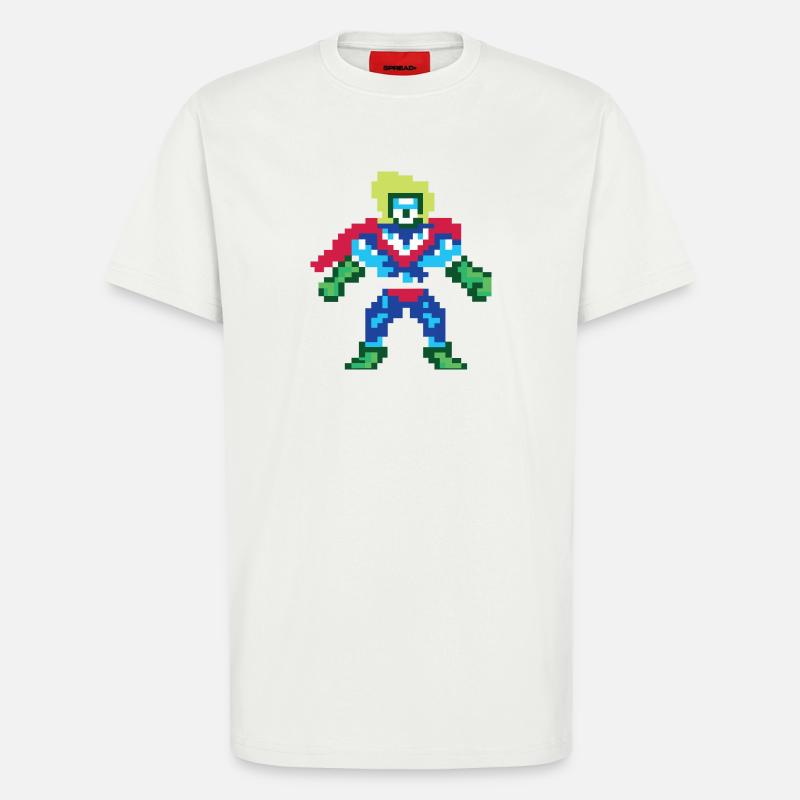 Pixel Art Superheld – Männlicher Held - T-Shirt - made by SPREAD - OFF WHITE