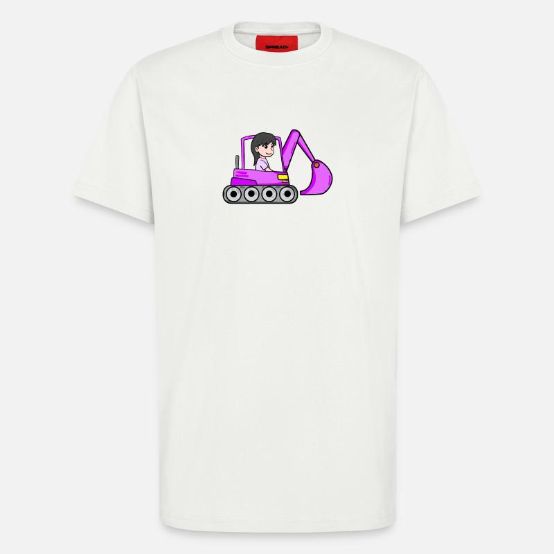 Rosa Bagger Mädchen - T-Shirt - made by SPREAD - OFF WHITE