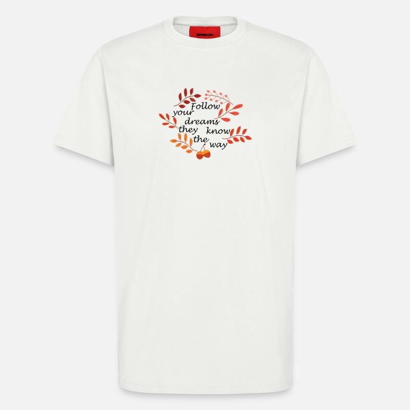 Herbstlaub und Eicheln Muster - T-Shirt - made by SPREAD - OFF WHITE