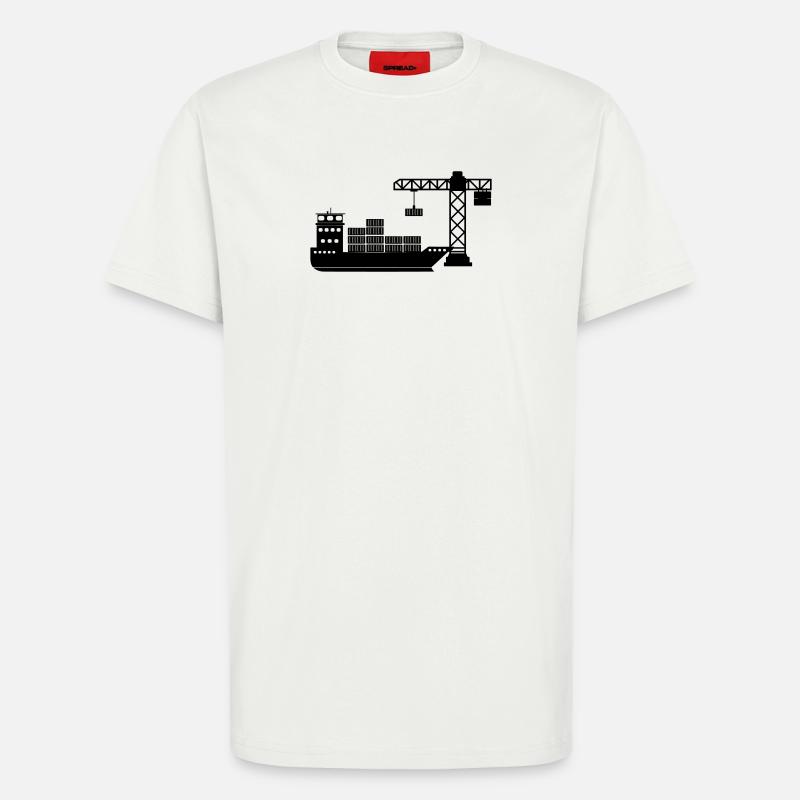 Seecontainerboot mit Kranentladung - T-Shirt - made by SPREAD - OFF WHITE