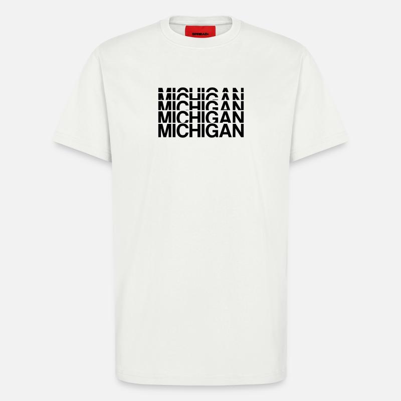 Séquence de la ligne du Michigan - T-shirt bio décontracté fabriqué en UE - OFF WHITE