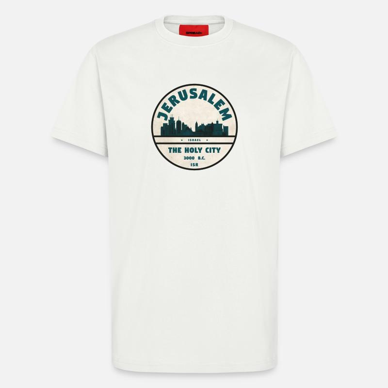 Jerusalem Skyline Retro Abzeichen - T-Shirt - made by SPREAD - OFF WHITE