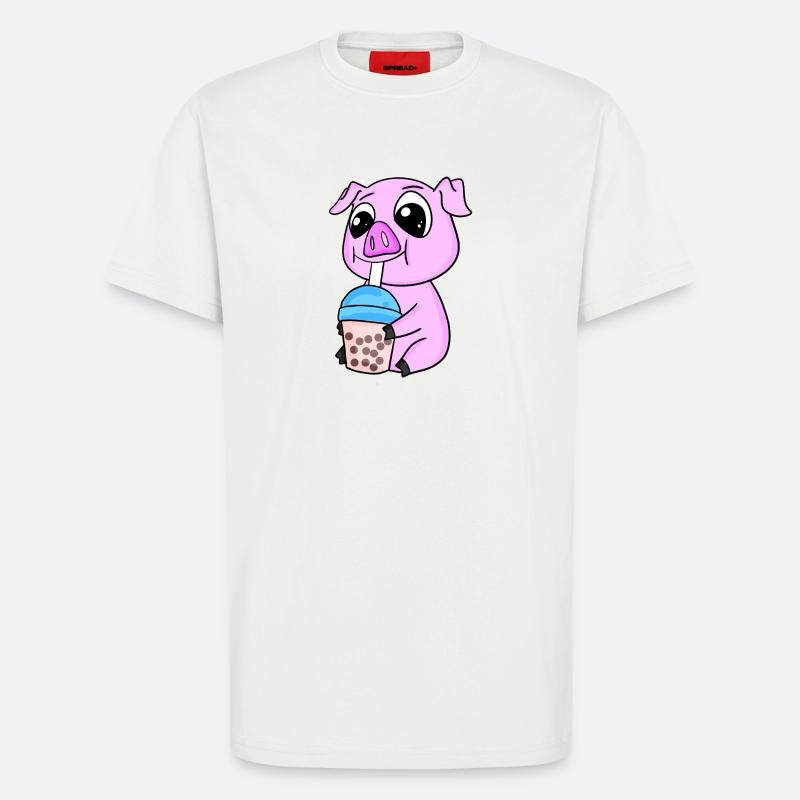 Pork Bubble tea Motif - T-Shirt - made by SPREAD - OFF WHITE