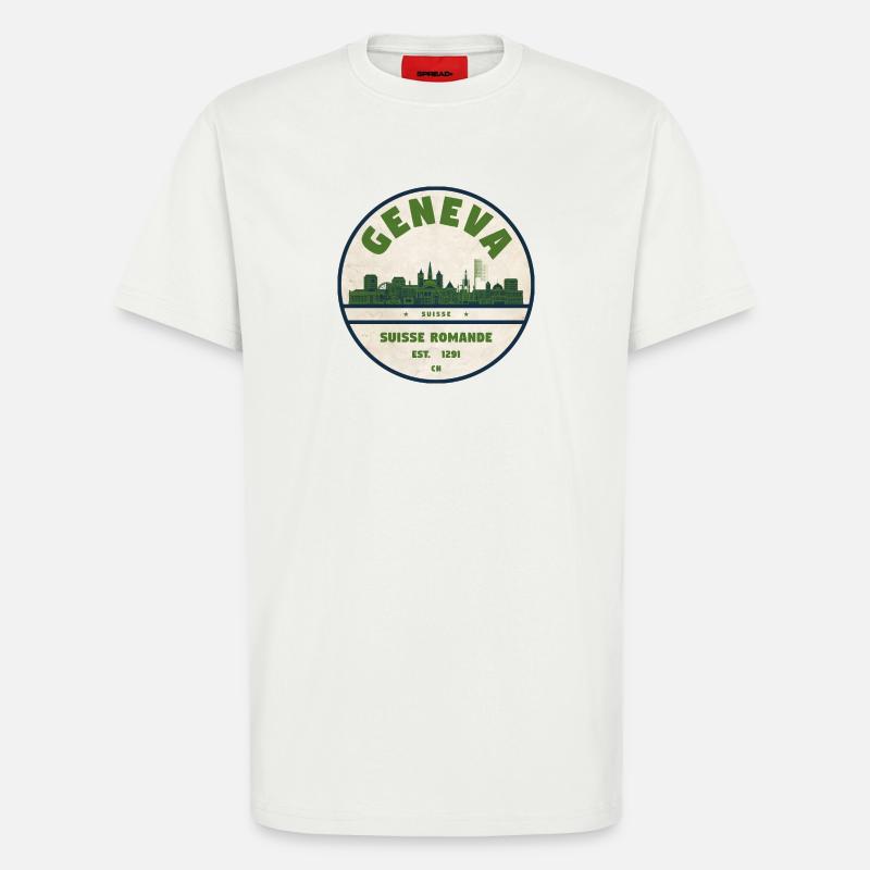 Genf Skyline Badge Romande - T-Shirt - made by SPREAD - OFF WHITE