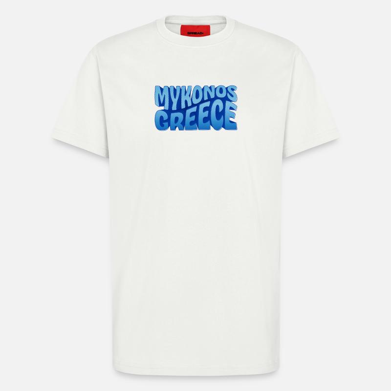 Mykonos Grèce Design à Points Bleus - T-shirt bio décontracté fabriqué en UE - OFF WHITE