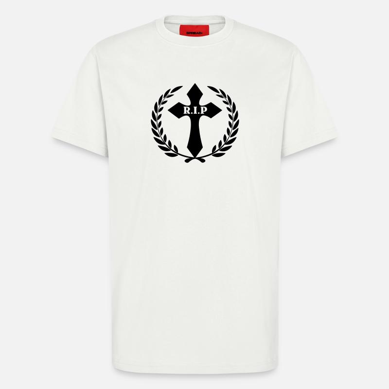 Kreuz im Lorbeerkranz RIP - T-Shirt - made by SPREAD - OFF WHITE