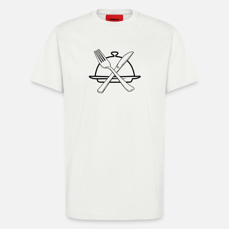 Transparente Schüssel mit Messer und Gabel - T-Shirt - made by SPREAD - OFF WHITE