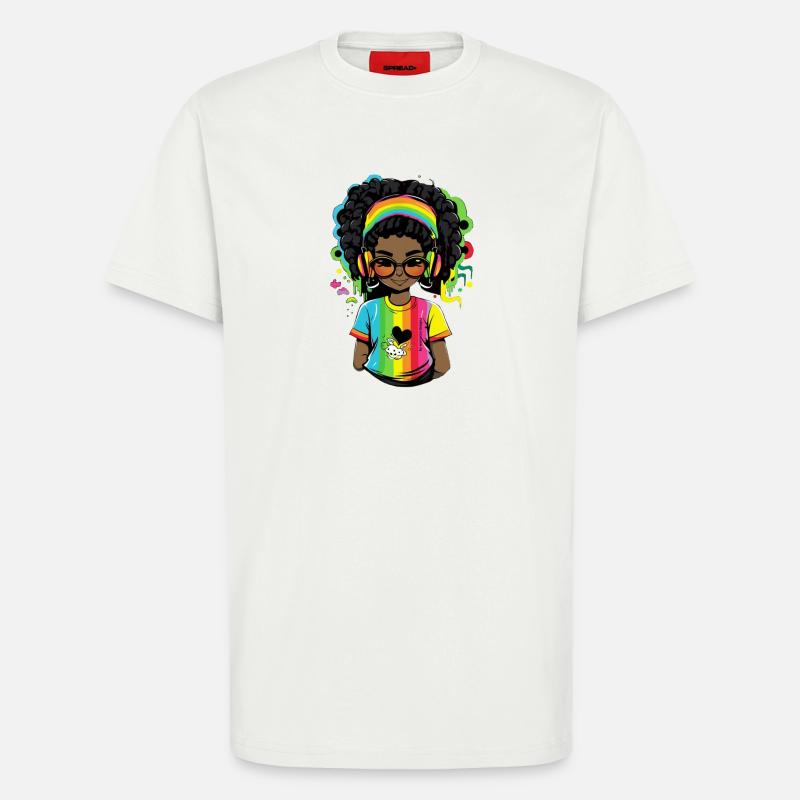 Leuchtender Reggae-Pullover mit Rainbow-Design - T-Shirt - made by SPREAD - OFF WHITE