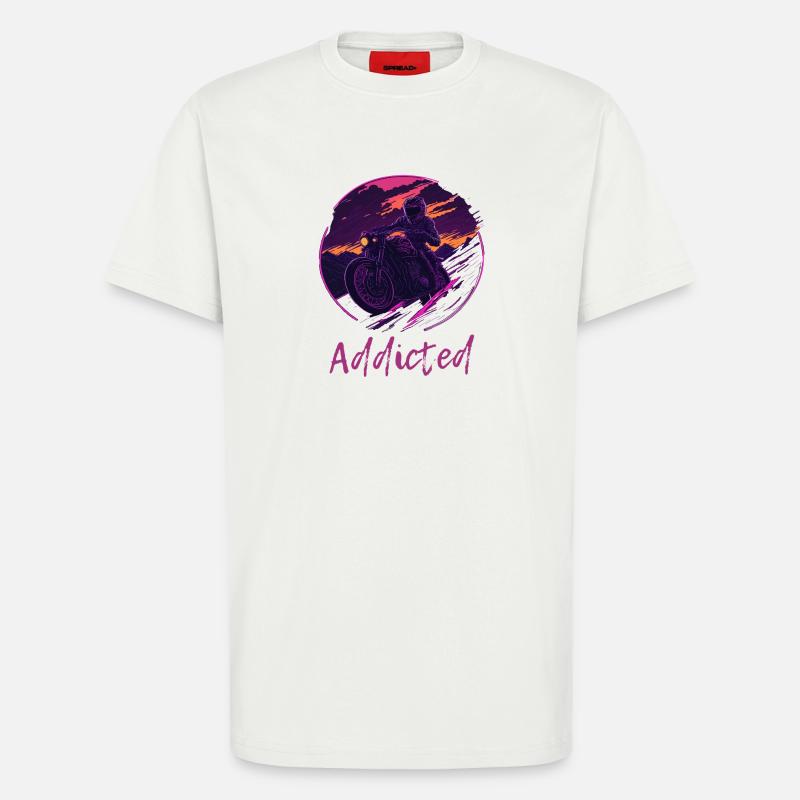 Synthwave Motorcycle Addicted - T-Shirt - made by SPREAD - OFF WHITE