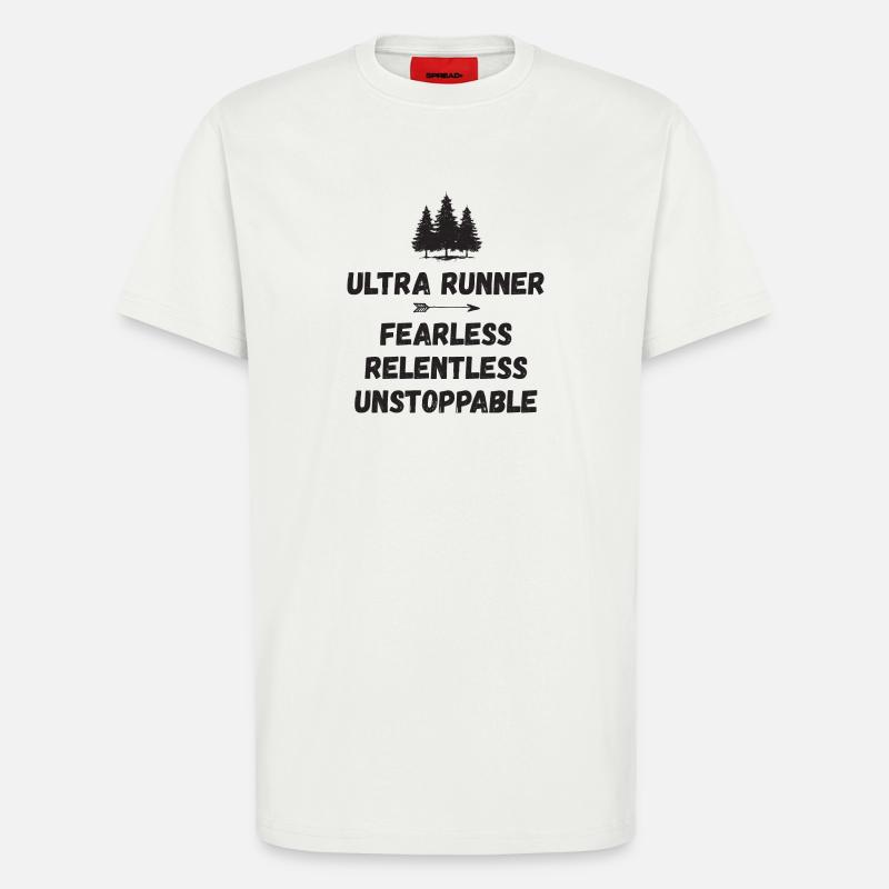 Ultra Runnner - Intrépide. Implacable. Imparable. - T-shirt bio décontracté fabriqué en UE - OFF WHITE