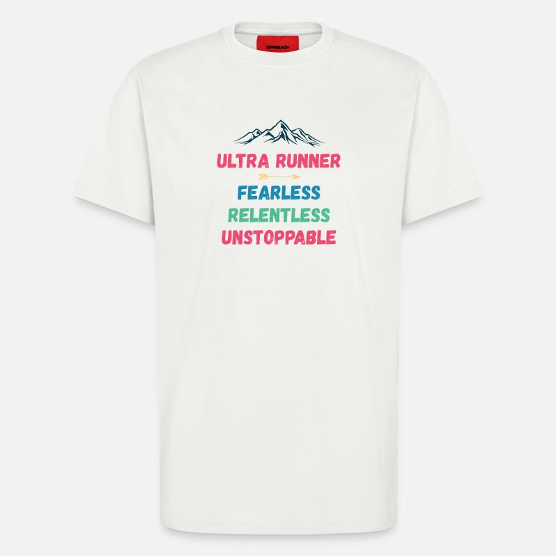 Ultra Runnner - Intrépide. Implacable. Imparable. - T-shirt bio décontracté fabriqué en UE - OFF WHITE