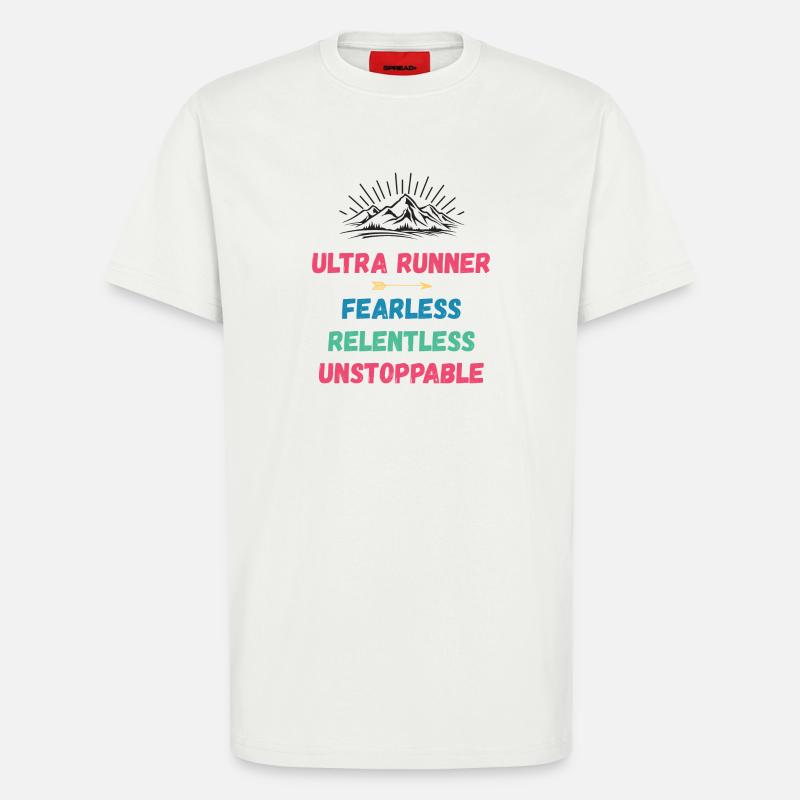 Ultra Runnner - Intrépide. Implacable. Imparable. - T-shirt bio décontracté fabriqué en UE - OFF WHITE