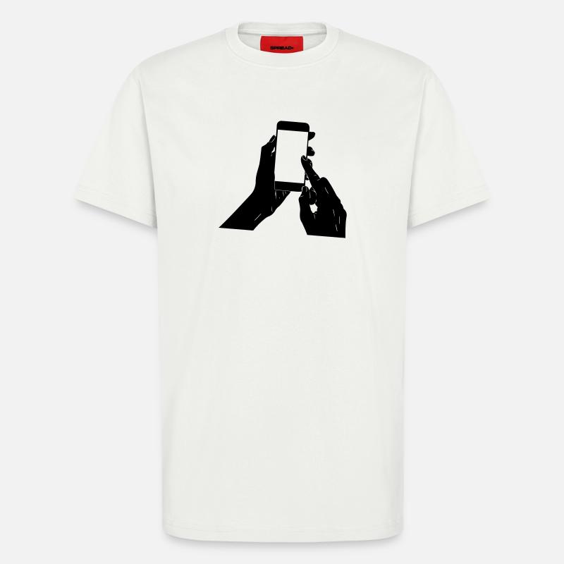 Smartphone in der Hand - T-Shirt - made by SPREAD - OFF WHITE