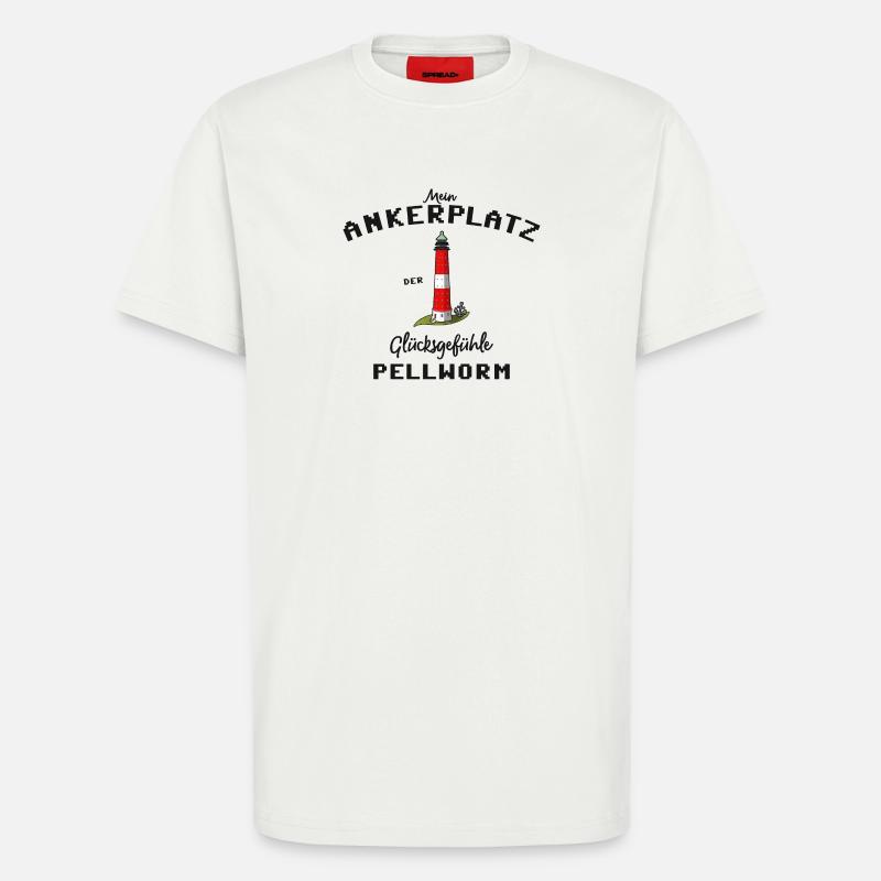 Pellworm, Ankerplatz Glücksgefühle, Leuchtturm - T-Shirt - made by SPREAD - OFF WHITE