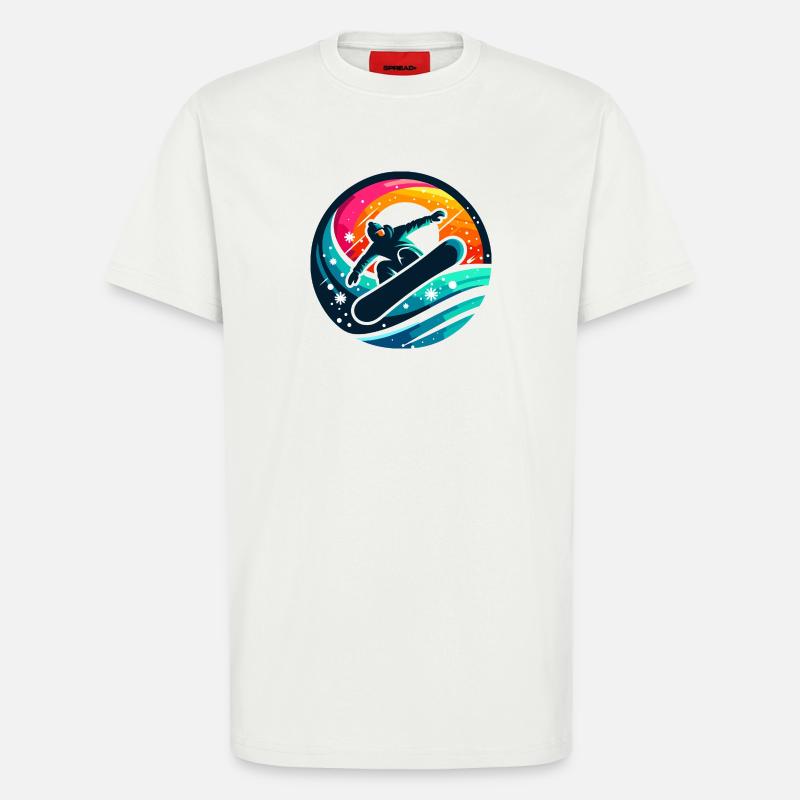 Vibrations de l'Évolution du Snowboard - T-shirt bio décontracté fabriqué en UE - OFF WHITE