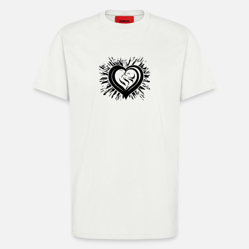 Geschwungenes Herz mit Strahlen - T-Shirt - made by SPREAD - OFF WHITE