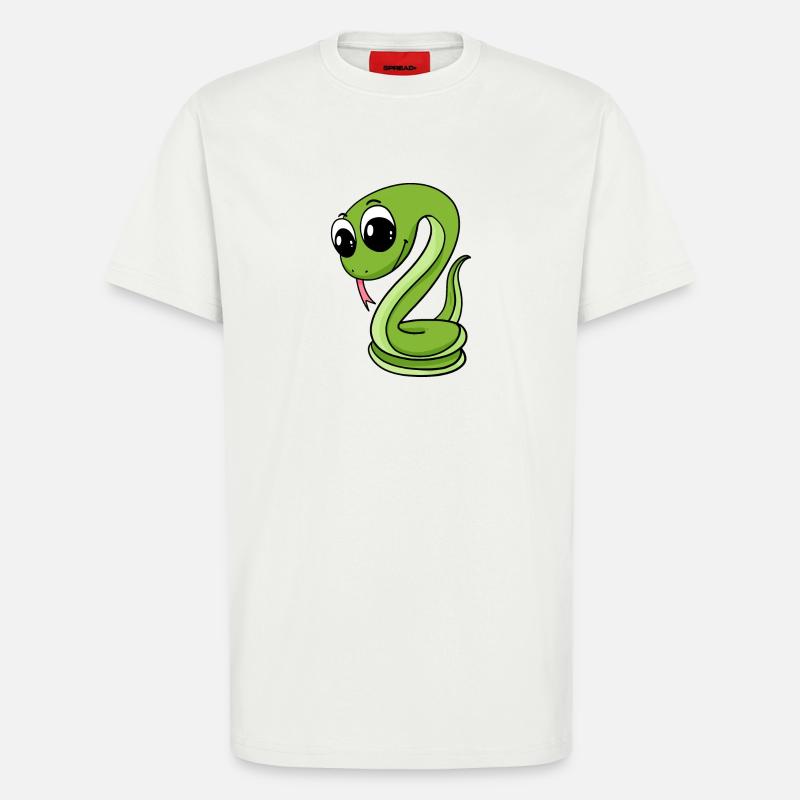 Serpent vert mignon - T-shirt bio décontracté fabriqué en UE - OFF WHITE