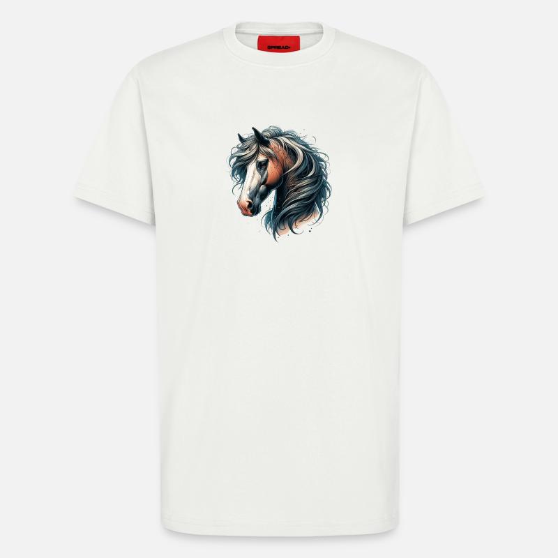 Pferdekopf mit fließender Mähne - T-Shirt - made by SPREAD - OFF WHITE