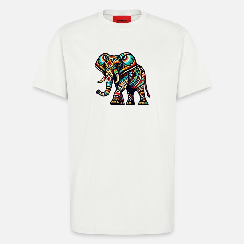 Éléphant - T-shirt bio décontracté fabriqué en UE - OFF WHITE