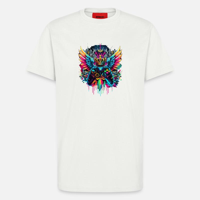 Gaming König Controller Flügel Graffiti - T-Shirt - made by SPREAD - OFF WHITE