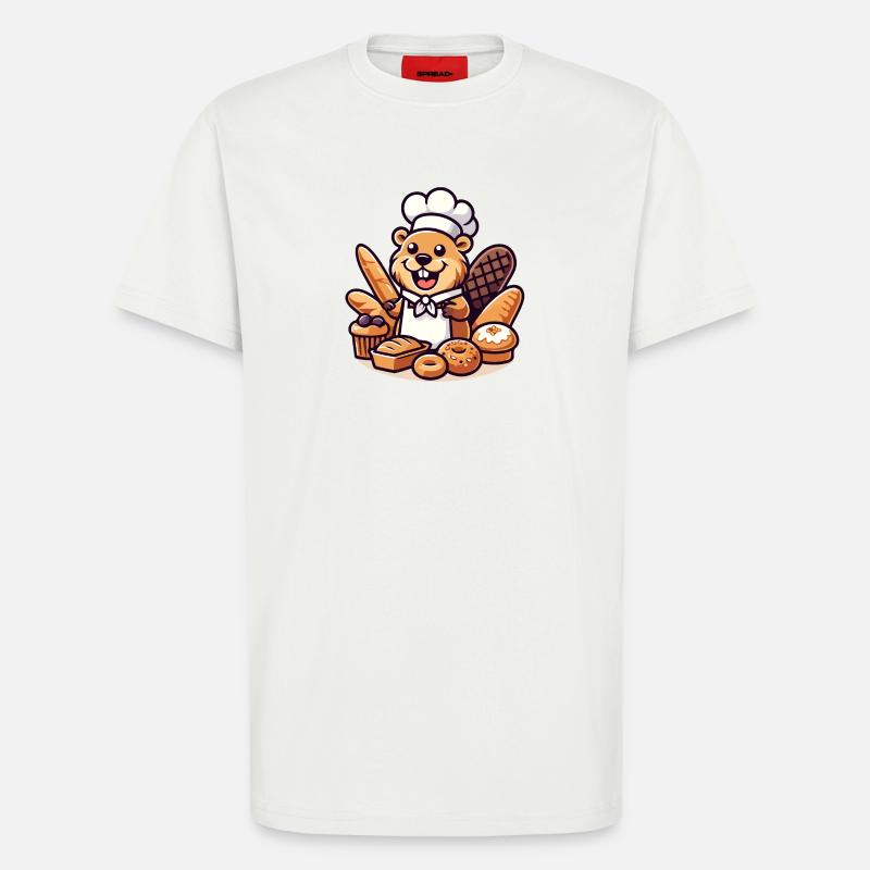 Baker Beaver: Der Konditorei-Profi - T-Shirt - made by SPREAD - OFF WHITE