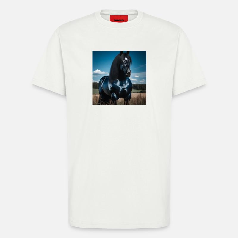 Mächtiges schwarzes Pferd - T-Shirt - made by SPREAD - OFF WHITE
