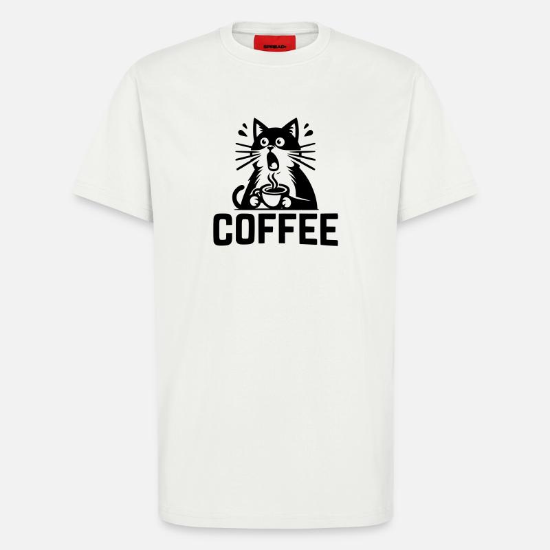 Café pour chat - T-shirt bio décontracté fabriqué en UE - OFF WHITE