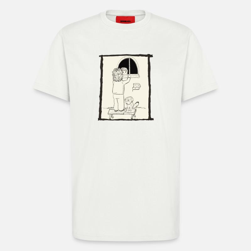 Hunde & Kinder & Bälle Tintenversion - T-Shirt - made by SPREAD - OFF WHITE
