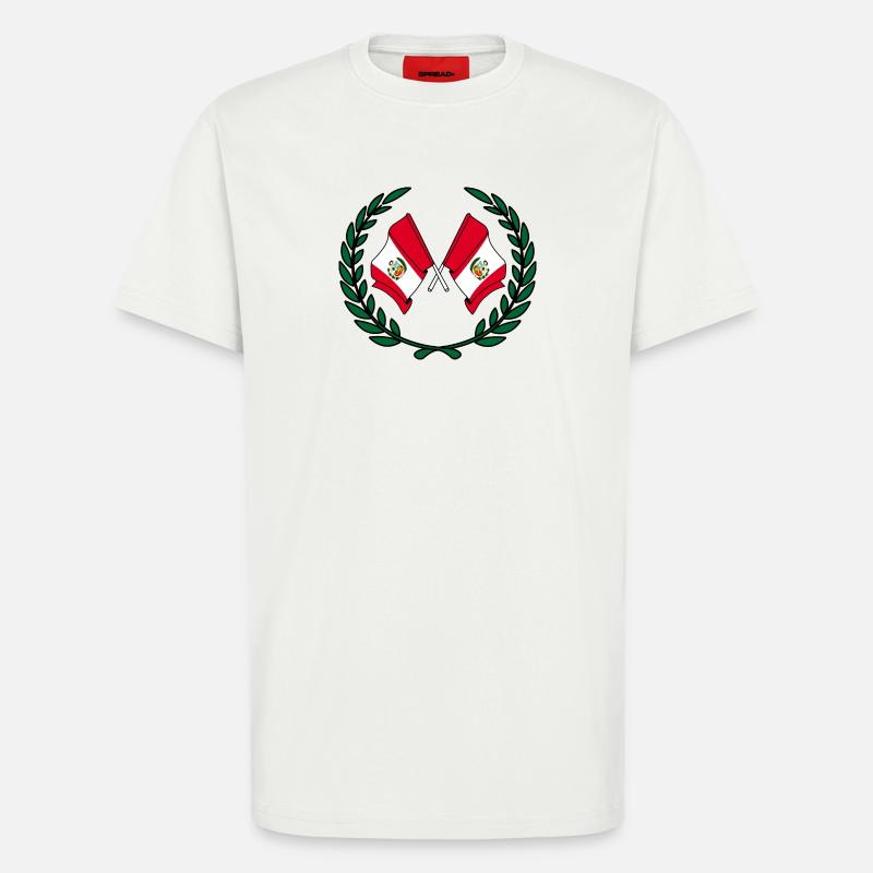 Flaggen Perus im Lorbeerkranz - T-Shirt - made by SPREAD - OFF WHITE
