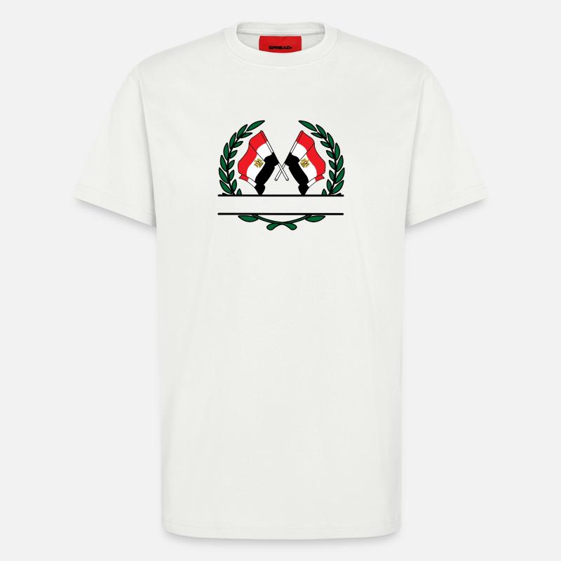 Drapeaux Égypte couronne de laurier bannière - T-shirt bio décontracté fabriqué en UE - OFF WHITE