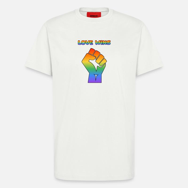 Liebe siegt Pride-Faust Regenbogen - T-Shirt - made by SPREAD - OFF WHITE