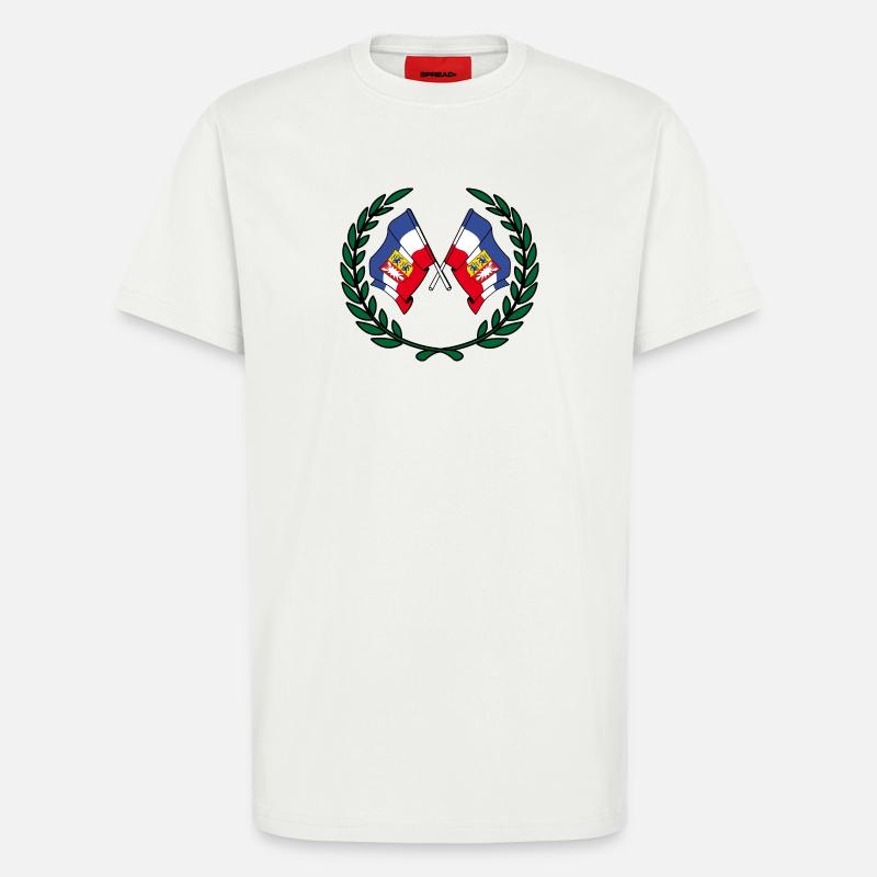 Drapeaux Couronne de laurier Schleswig Holstein - T-shirt bio décontracté fabriqué en UE - OFF WHITE