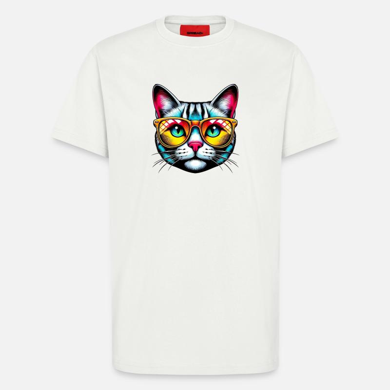 Den bestøvlede kat med solbriller - Organic relaxed T-shirt made in EU - OFF WHITE