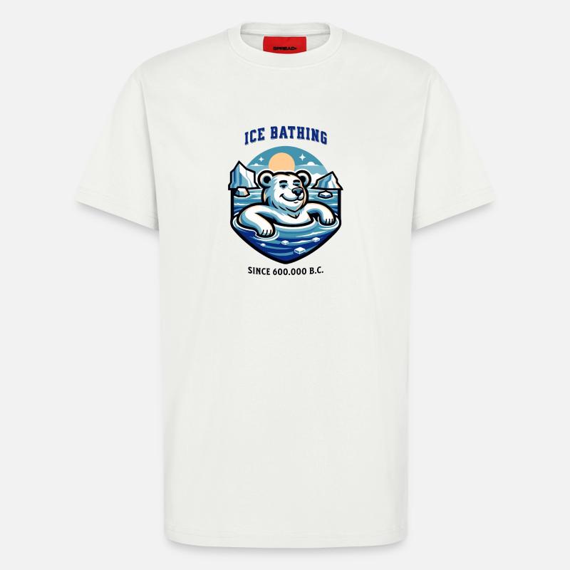 relaxter Eisbär beim Eisbaden lustiger Spruch - T-Shirt - made by SPREAD - OFF WHITE