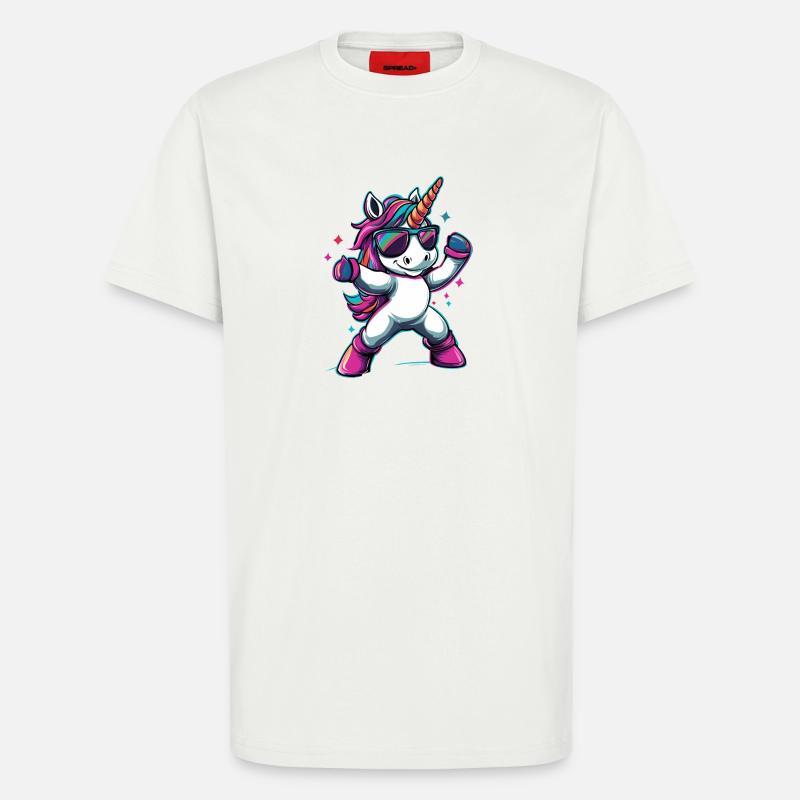 Cooles dabbendes Einhorn mit Sonnenbrille - T-Shirt - made by SPREAD - OFF WHITE