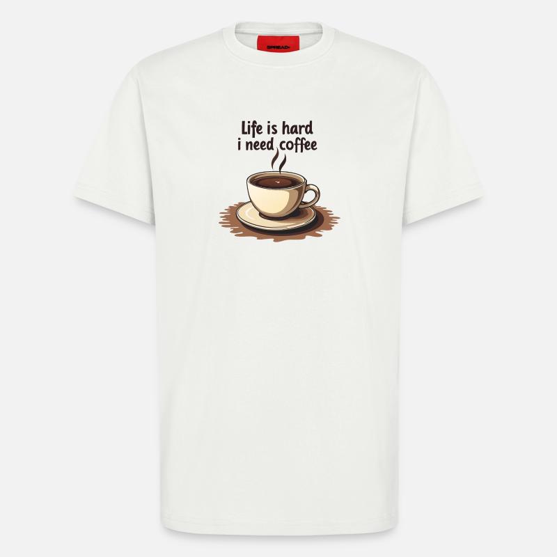 Kaffeetasse mit Textmotivation - T-Shirt - made by SPREAD - OFF WHITE