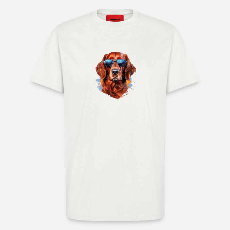Irish Setter mit Sonnebrille - T-Shirt - made by SPREAD - OFF WHITE