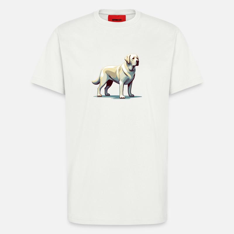 Labrador blanc debout - T-shirt bio décontracté fabriqué en UE - OFF WHITE