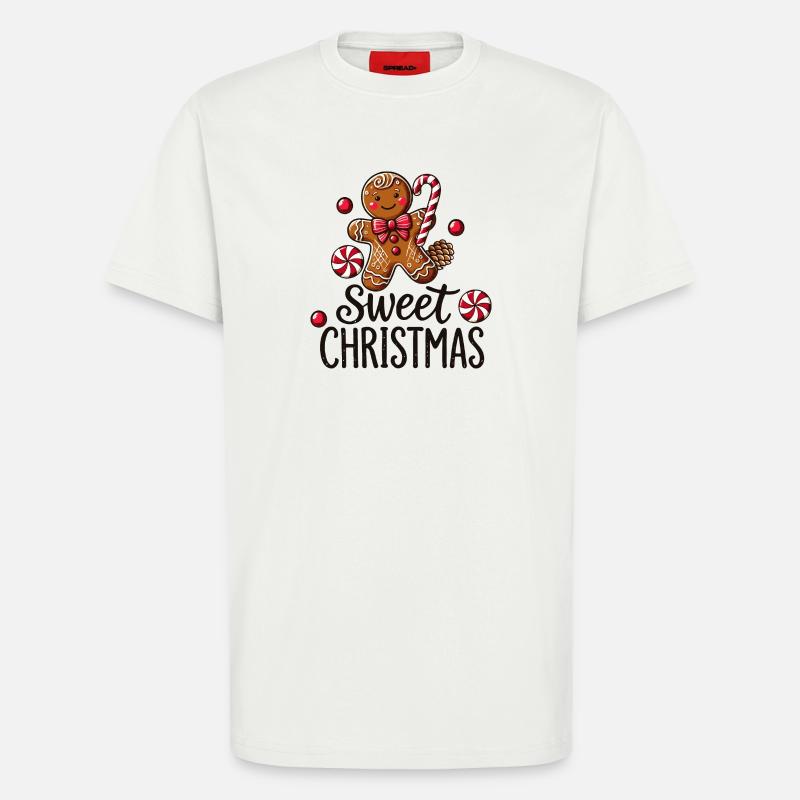Fröhlicher Lebkuchenmann mit Zuckerstange - T-Shirt - made by SPREAD - OFF WHITE