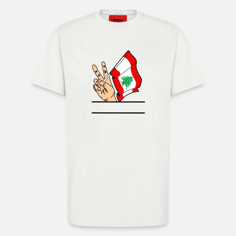 Flagge Libanon Friedenszeichen Textraum - T-Shirt - made by SPREAD - OFF WHITE