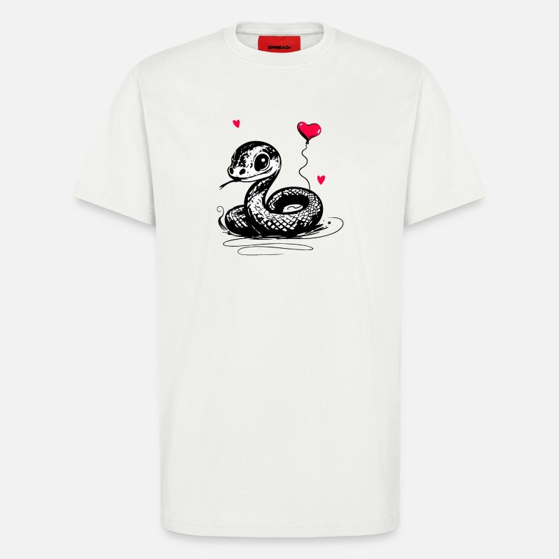 Schlange mit Herz Luftballon - Heartful Creatures - T-Shirt - made by SPREAD - OFF WHITE