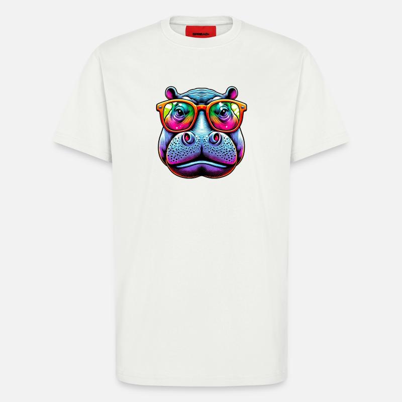 Nilpferd mit Sonnenbrille - T-Shirt - made by SPREAD - OFF WHITE