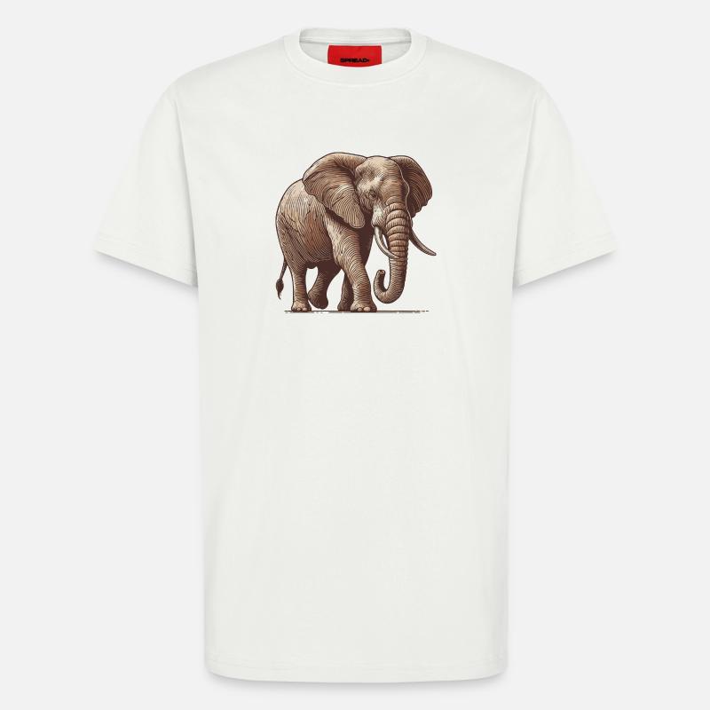Éléphant - T-shirt bio décontracté fabriqué en UE - OFF WHITE