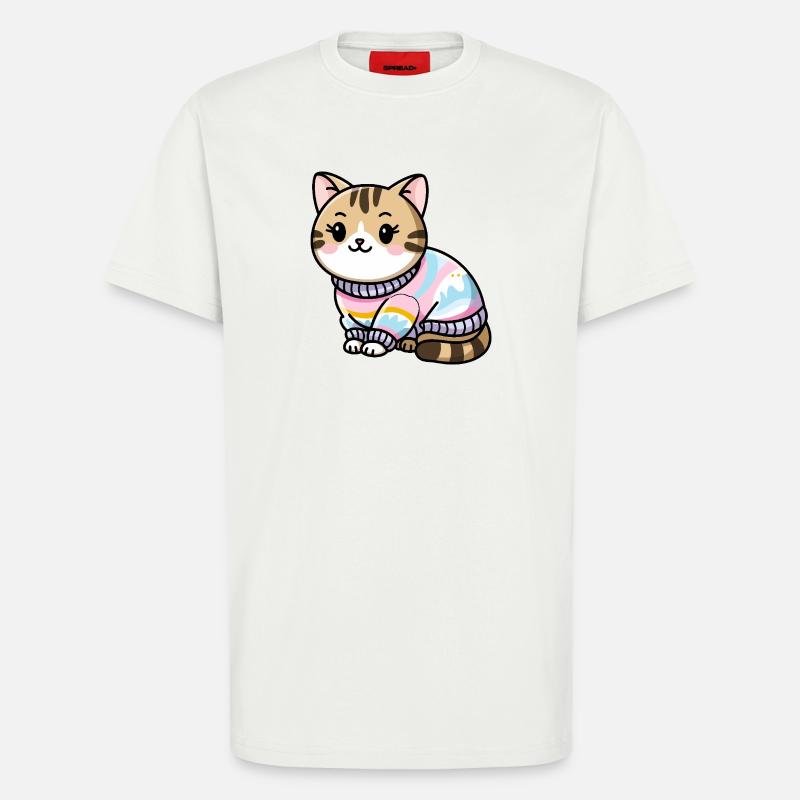 Kuscheliger Pullover Katze - T-Shirt - made by SPREAD - OFF WHITE
