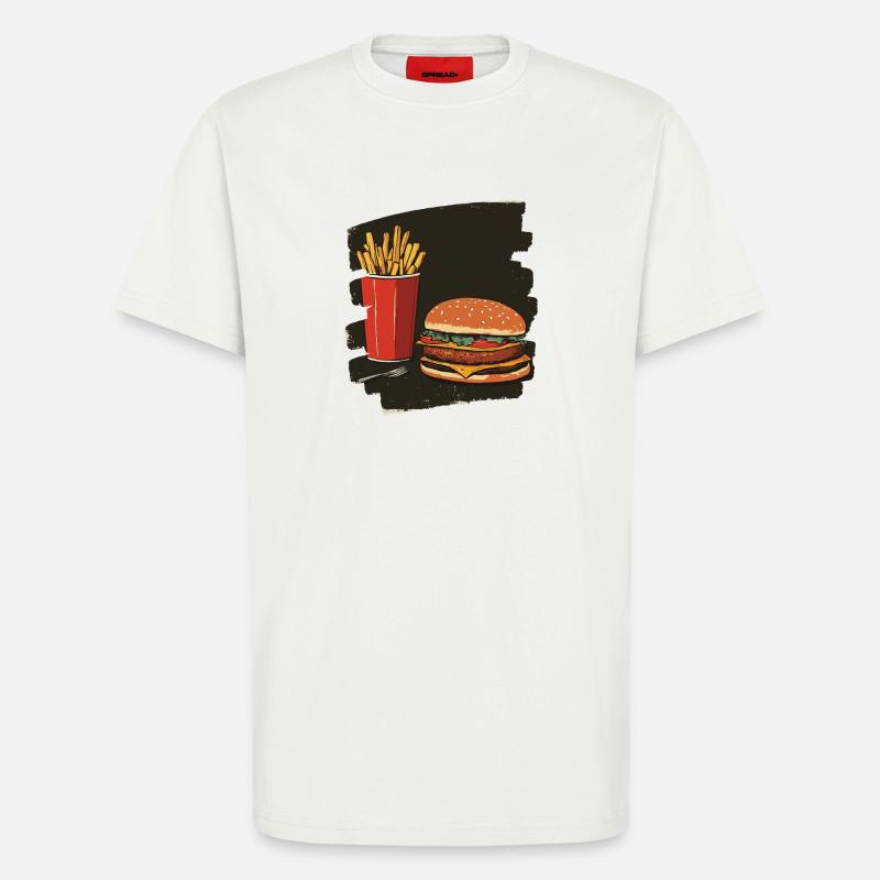 Burger und Fritten Retro - T-Shirt - made by SPREAD - OFF WHITE