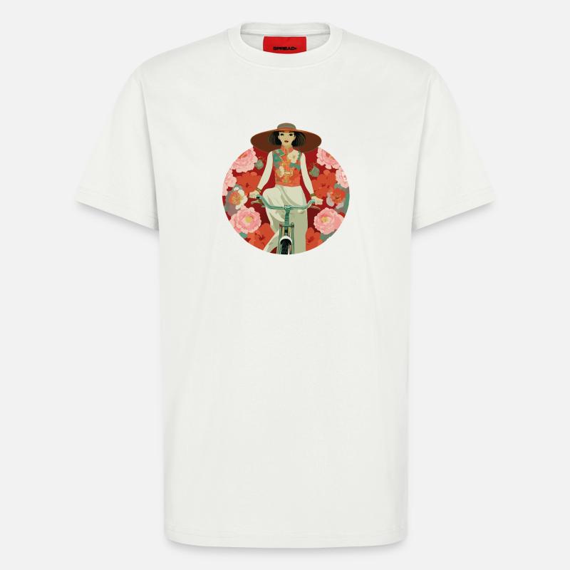 Fahrradfahrerin - T-Shirt - made by SPREAD - OFF WHITE
