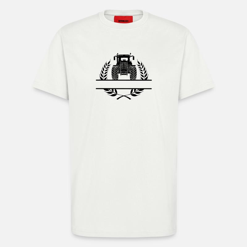 Traktor-Frontansicht im Lorbeerkranz - T-Shirt - made by SPREAD - OFF WHITE