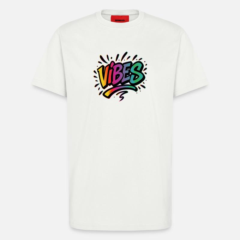 VIBES Graffiti Schriftzug – Farbstarkes Statement - T-Shirt - made by SPREAD - OFF WHITE