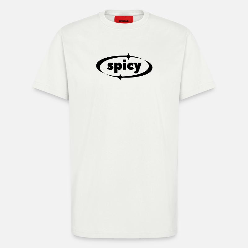 Spicy Statement – Y2K Textlogo mit Sternakzenten - T-Shirt - made by SPREAD - OFF WHITE